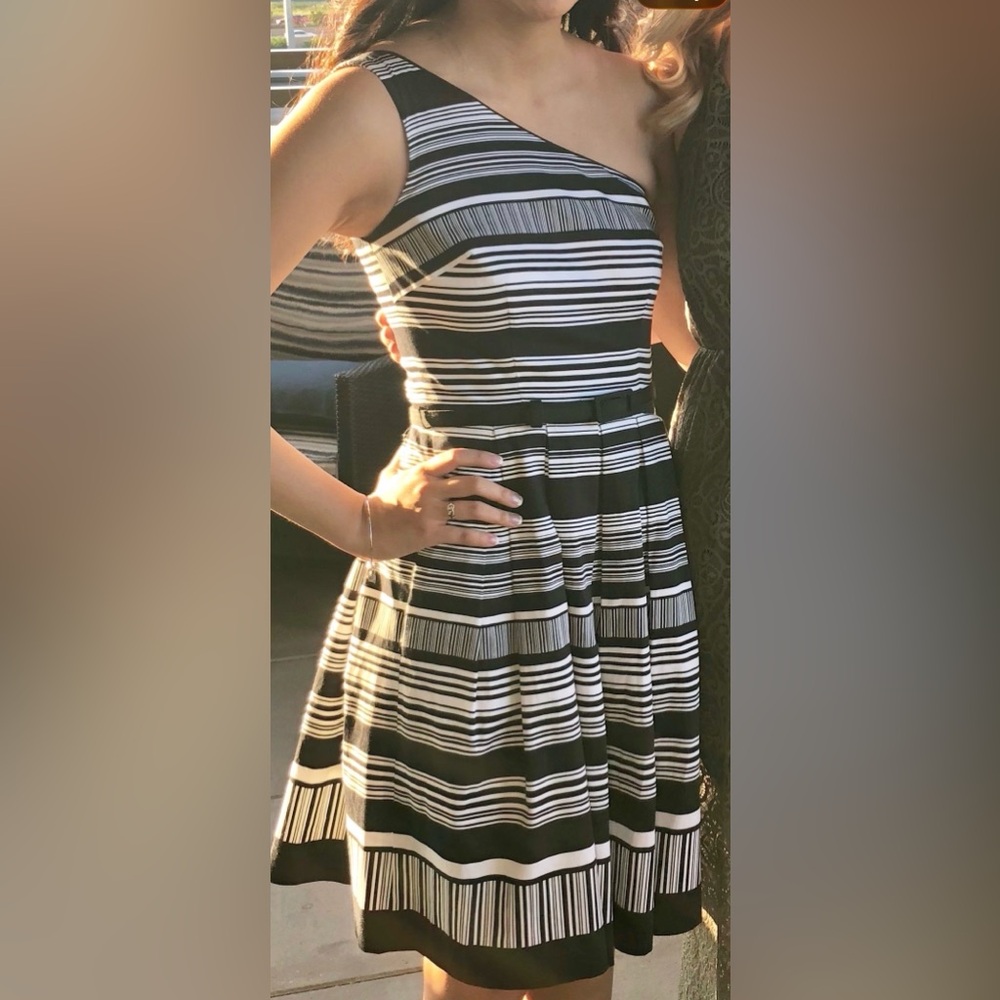 Black & White Striped Fit-and-Flare Dress